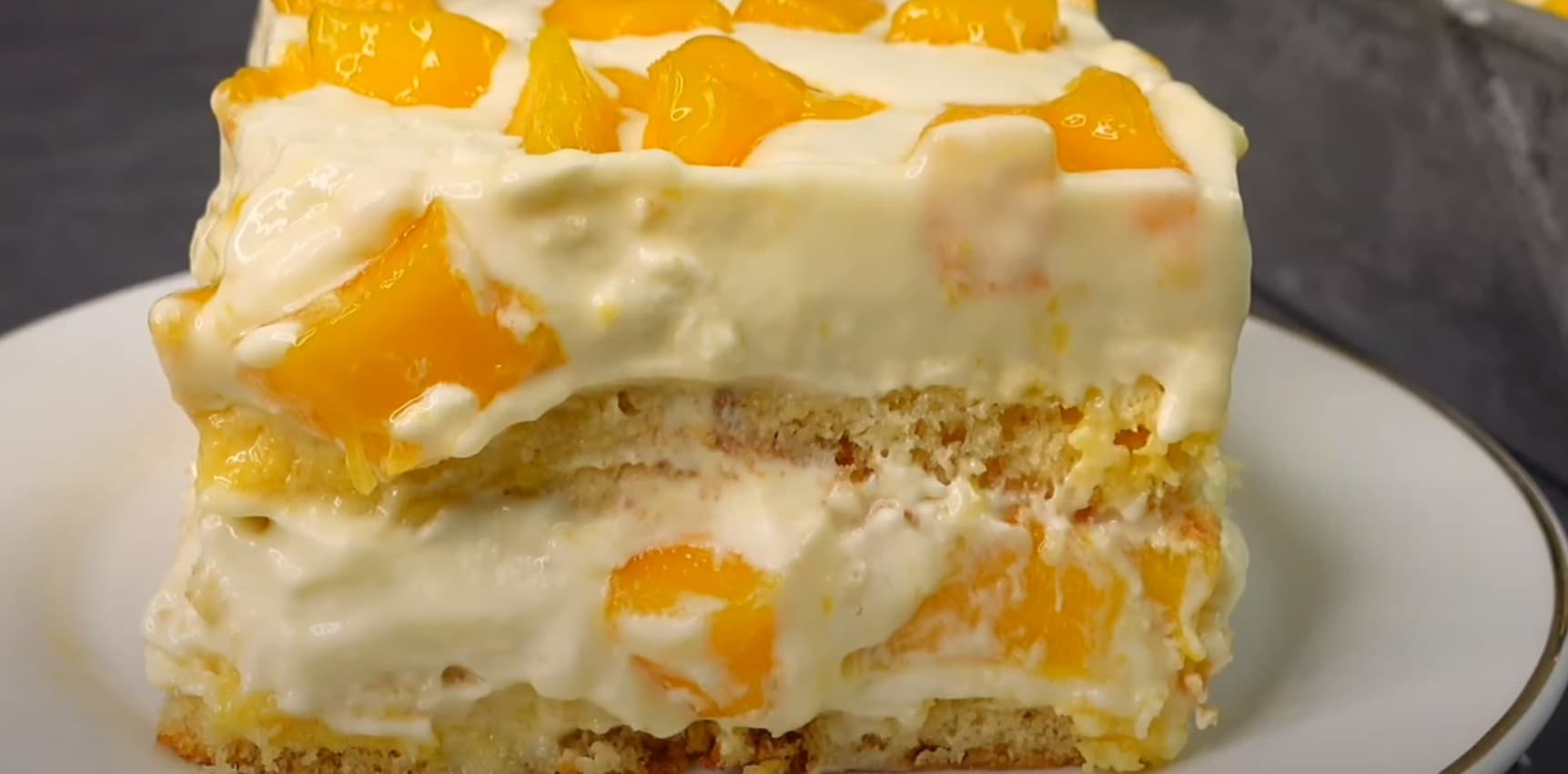 Pavê de Pêssego com Creme de Leite Ninho