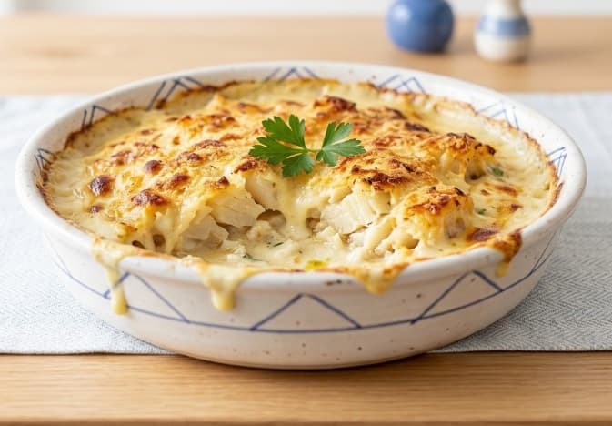 Bacalhau cremoso gratinado para o Natal
