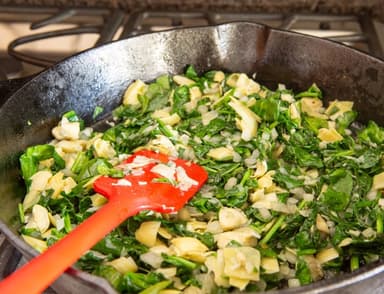 Espinafre refogado com palmito