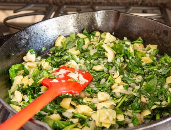 Espinafre refogado com palmito