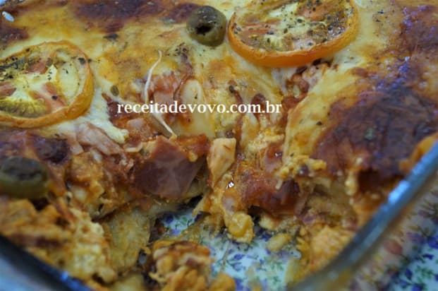 Lasanha de presunto e mussarela