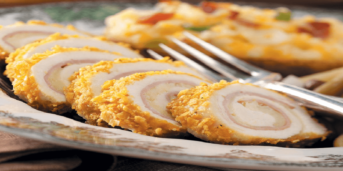 Receita de Enroladinho de frango com presunto e queijo